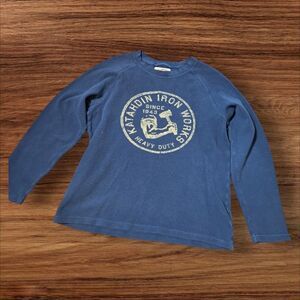 Katahdin Iron Works Vintage Blue Long Sleeve Waffle Knit Shirt